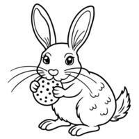 a rabbit with a cookie, illustration line art vector