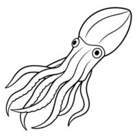a coloring page of an cuttlefish with no color just black lines, illustration line art vector