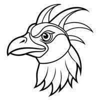 a quetzal head with white background, illustration line art vector