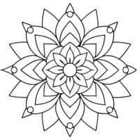 coloring pages for kids, bold line art, a mandala with lotus flowers and abstract geometric forms, vector