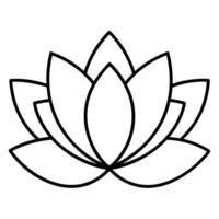 a simple, clean line art icon of a lotus flower, emphasizing its layered petals, vector