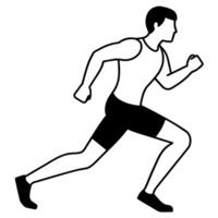 running man silhouette on white background, illustration line art vector