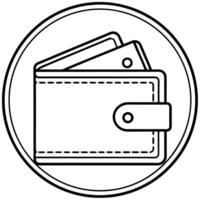 digital wallet icon for payment related on white background, illustration line art vector
