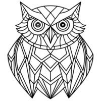 geometric owl , clean lines and curves , art nouveau, illustration line art vector