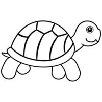 a small, rounded icon of a turtle, with a patterned shell and stubby legs, illustration line vector
