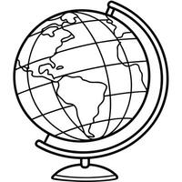 cartoon, realistic simple globe, illustration line art vector