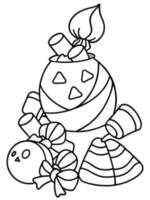 a pile of halloween candy with different types of treats like candy corn, chocolate bars, and vector