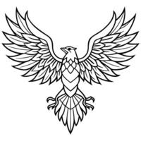 eagle - soaring wings filled with feather-like mandala patterns, illustration line art vector