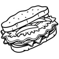 a delicious sandwich stacked with fresh vegetables, crispy bacon, and savory meats, perfect for a vector