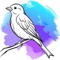 a 3d render of a minimalist watercolor painting of a bird perched on a branch the bird has a soft vector