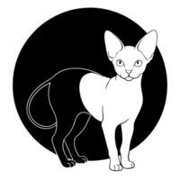 A black and white drawing of a cat vector