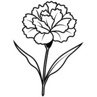 A flower is outlined in black and white vector