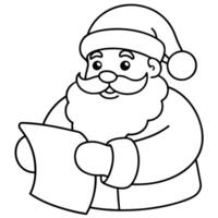 bold and easy, coloring pages, santa checking his naughty or nice list, illustration line vector