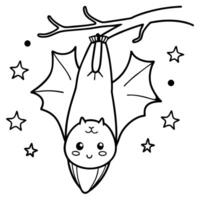 A bat hanging on a tree branch with stars vector