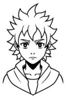 An anime character with a black and white outline vector