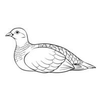 A drawing of a bird sitting on the ground vector