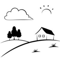 A house and trees in the countryside vector