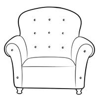 A chair with a black and white outline vector