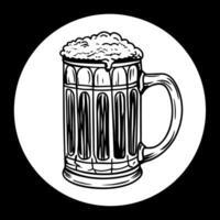 A black and white drawing of a beer mug vector