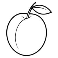 A peach is drawn in black and white vector