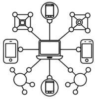 A network of devices connected to each other vector