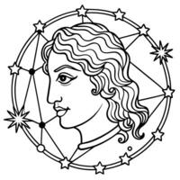 The zodiac sign of virgo in a circle vector