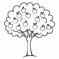 Apple tree coloring pages vector