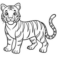 produce a line drawing of a tiger with distinct stripes and a playful stance, ideal for a childs vector
