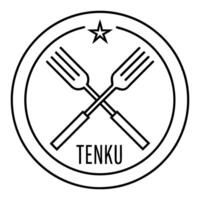 fork and knife , two in one logo and the brand it is called tenku, illustration line art vector