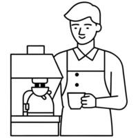 A man is making coffee in a coffee machine vector