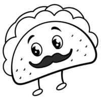 A cartoon taco with a mustache and mustache vector