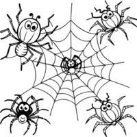 Spiders and spider web coloring pages vector