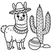 Llama coloring pages vector