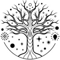 A tree with stars and a circle in the middle vector