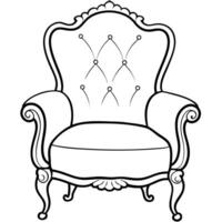 An old chair with a black and white outline vector