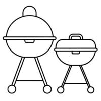 portable grills on a white background, illustration line art vector