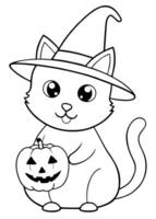 Halloween cat coloring pages vector