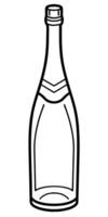 A bottle of champagne is shown in a line drawing vector