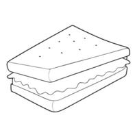 A sandwich is outlined in black and white vector