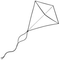 A kite is drawn in black and white vector