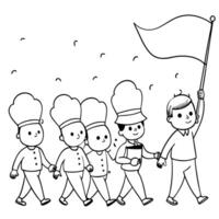 Coloring pages for kids with chefs and flag vector