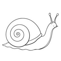 A snail is drawn in black and white on a white background vector