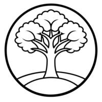 A black and white tree in a circle with a white background vector