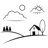 A house and trees in the countryside vector