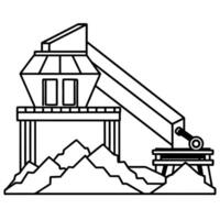 A black and white drawing of a crane on a mountain vector