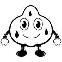 a blob of oil with arms with eyes and a mouth, illustration line art vector