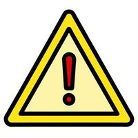 A yellow warning sign with an exclamation mark vector