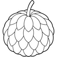 An apple coloring page with a black and white outline vector