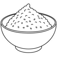 Rice in bowl coloring page vector