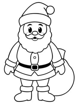 el imagen caracteristicas un colorante página de un animado personaje parecido a Papa Noel claus él es representado vector